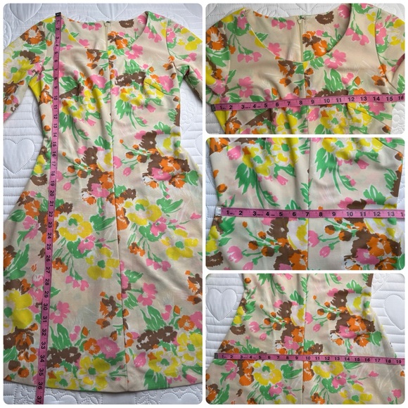 Vintage 70’s Sears Floral Flare Long Sleeve Dress 10 - Picture 6 of 8